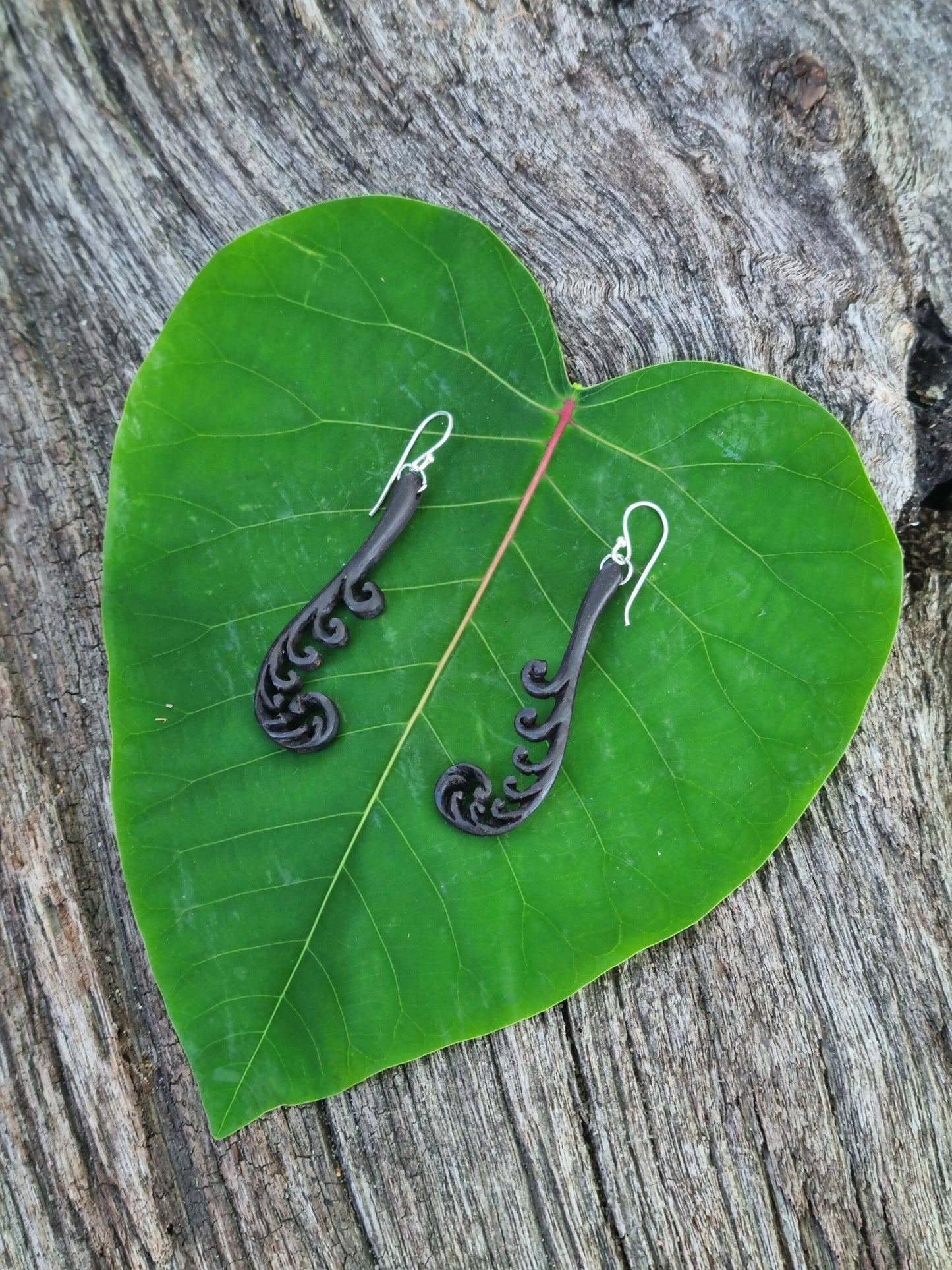 White Fern Frond - Unfurling Frond Earrings - Fern Earring