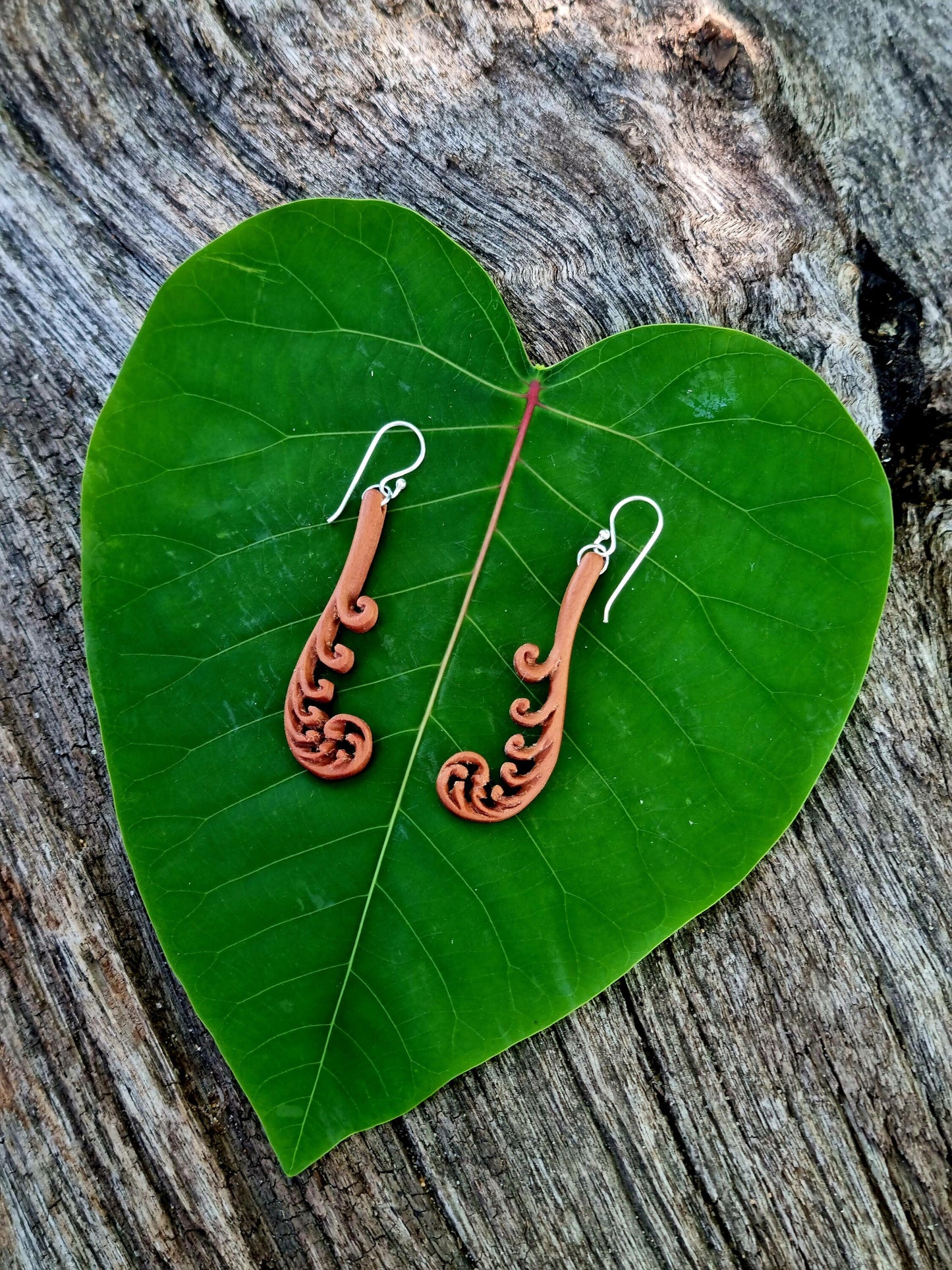 White Fern Frond - Unfurling Frond Earrings - Fern Earring