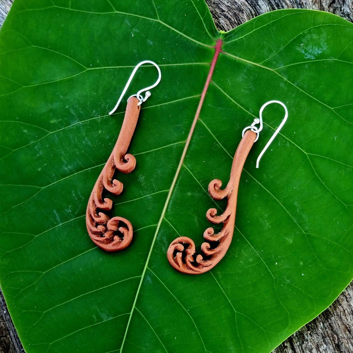 White Fern Frond - Unfurling Frond Earrings - Fern Earring