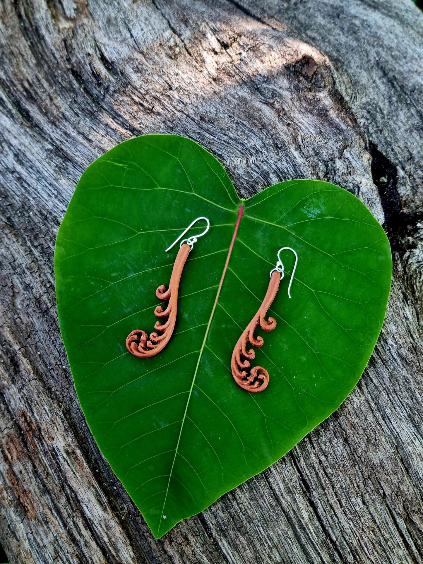 White Fern Frond - Unfurling Frond Earrings - Fern Earring