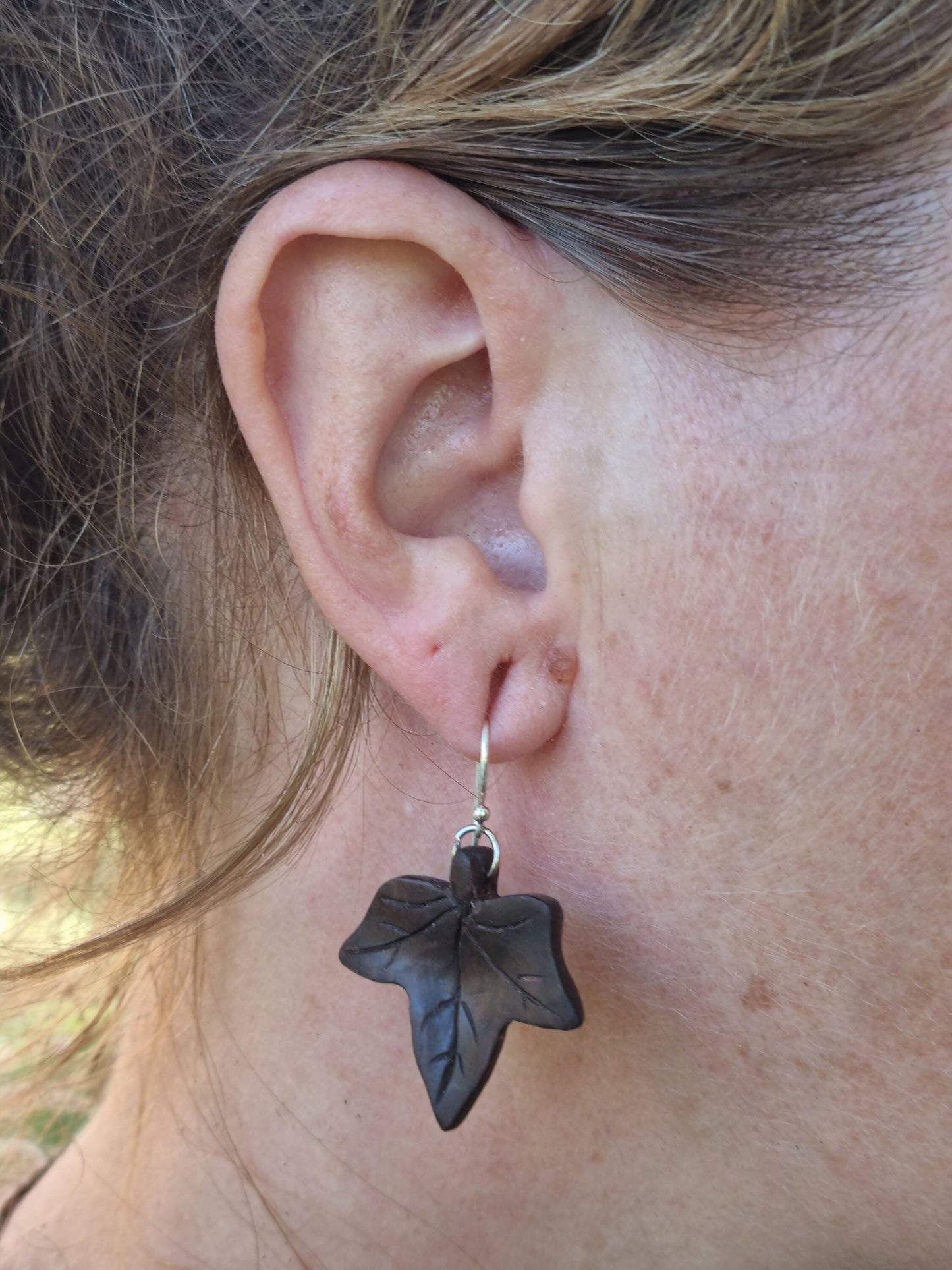Ivy Leaf Earrings - Little Leaf Earrings - Stirling Silver Hooks