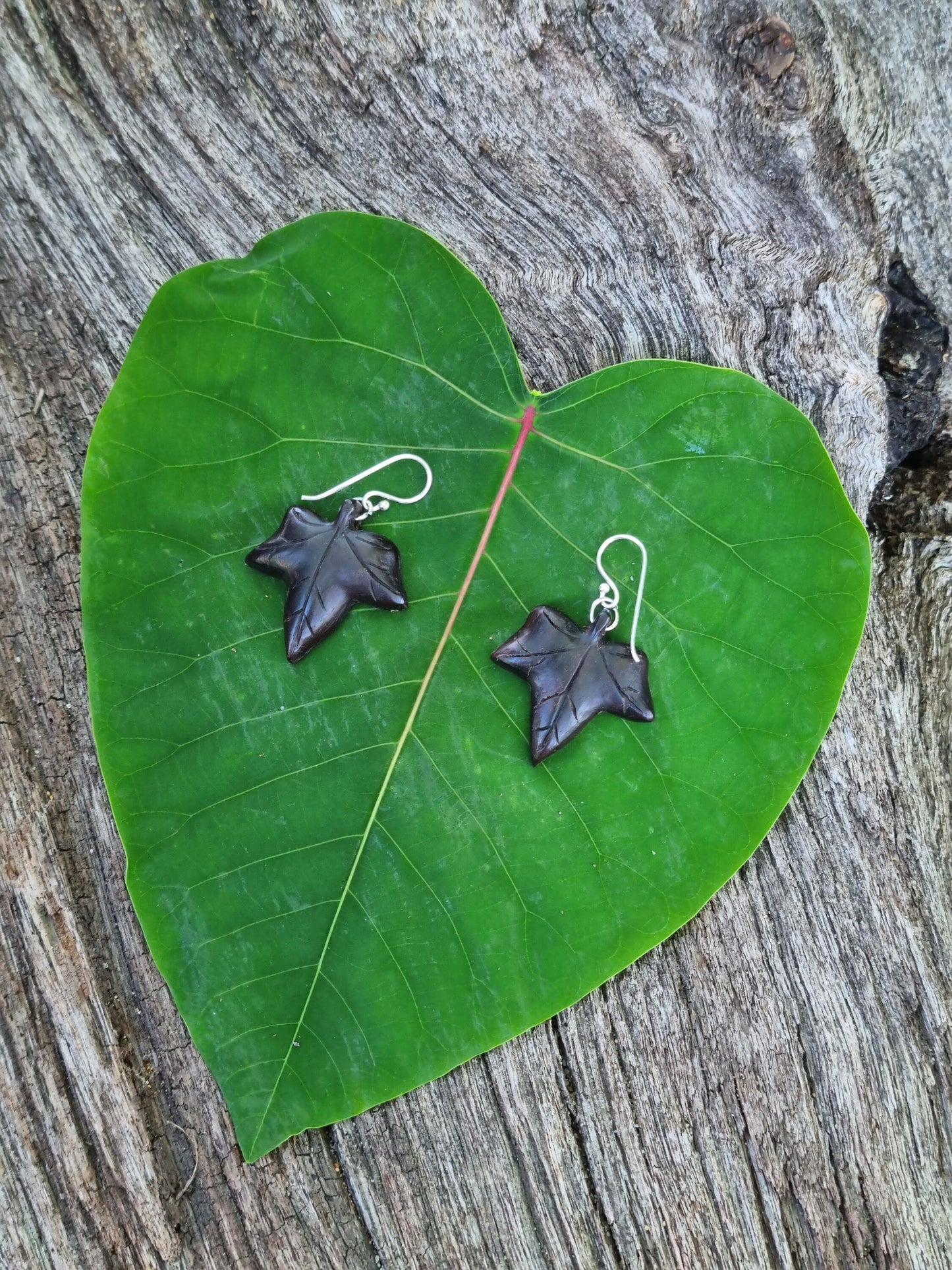 Ivy Leaf Earrings - Little Leaf Earrings - Stirling Silver Hooks