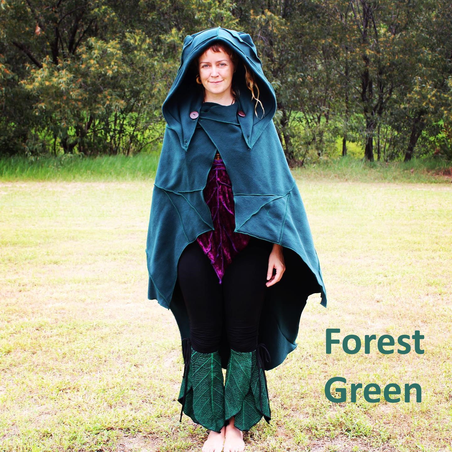 Leaf Cape Poncho with Giant Pixie Hood - cloak - cape