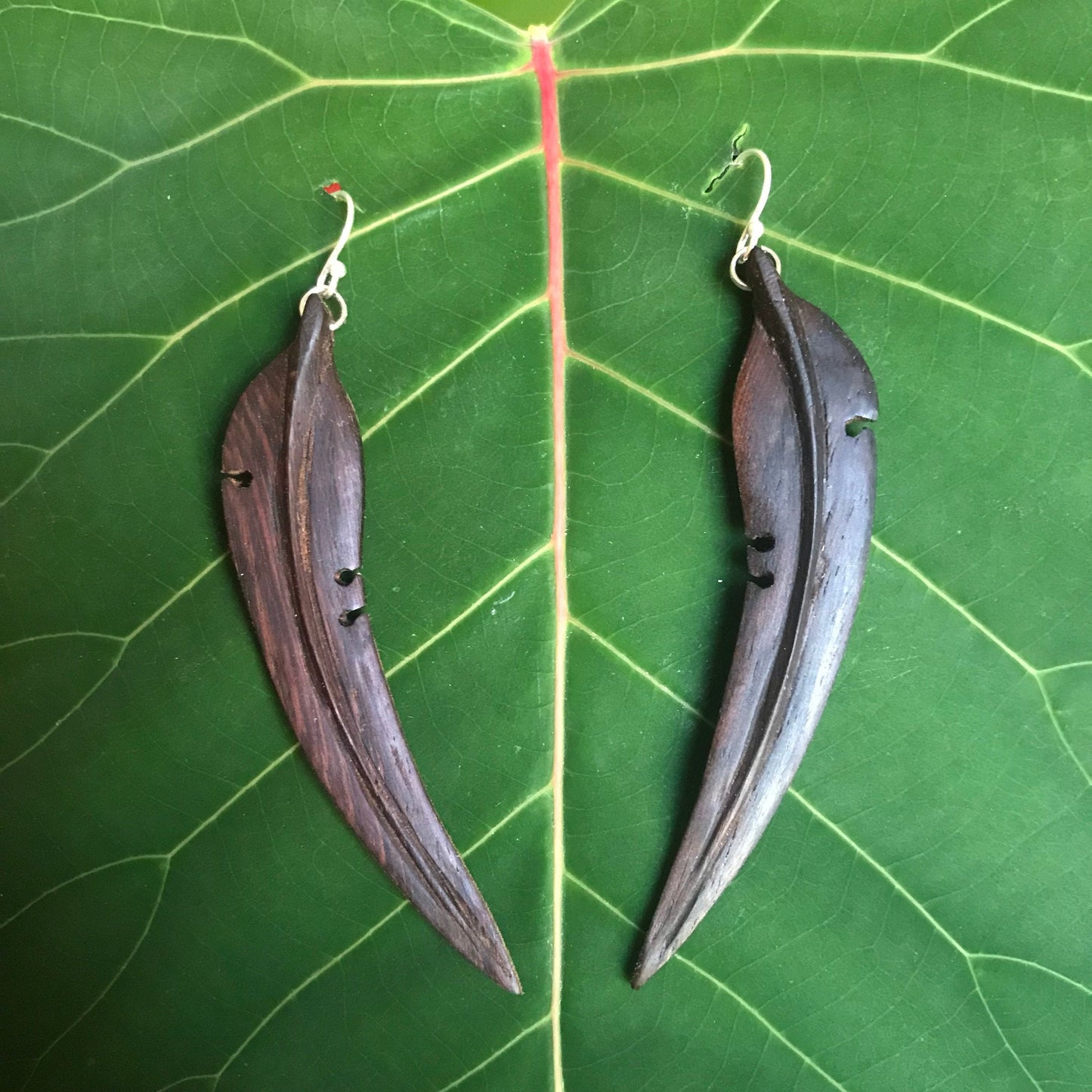 Large Gum Leaf Earrings - 3D Drop Earrings