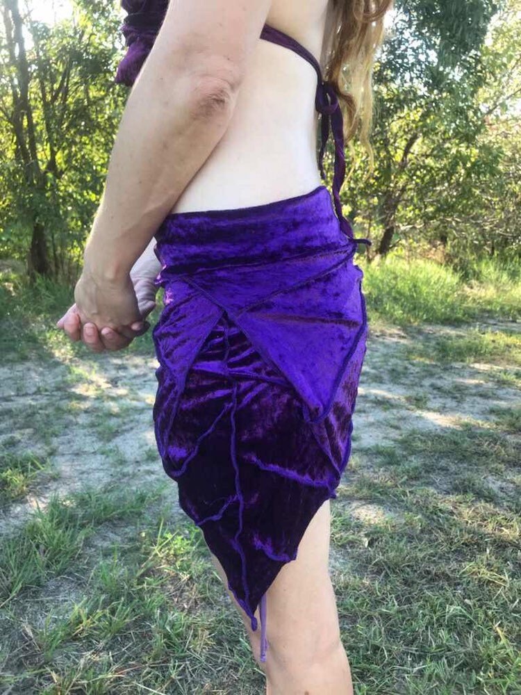 Velvet Leaf Skirt - 4 leaf velvet skirt - Forest Dweller Leaf Wear