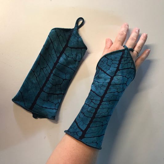 Leaf Print Cuffs w/ Finger Loops