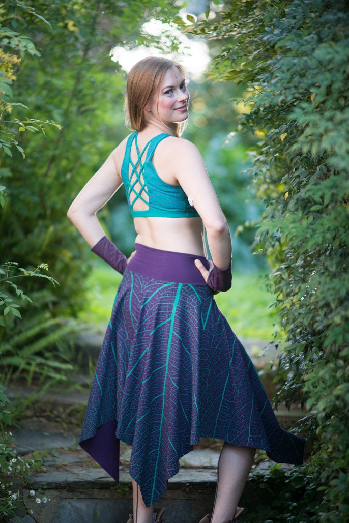 Purple & Turquoise - Long Pixie Skirt - Heavy Weight - Pointed Fairy Skirt - Festival Clothing - Everyday Fairywear