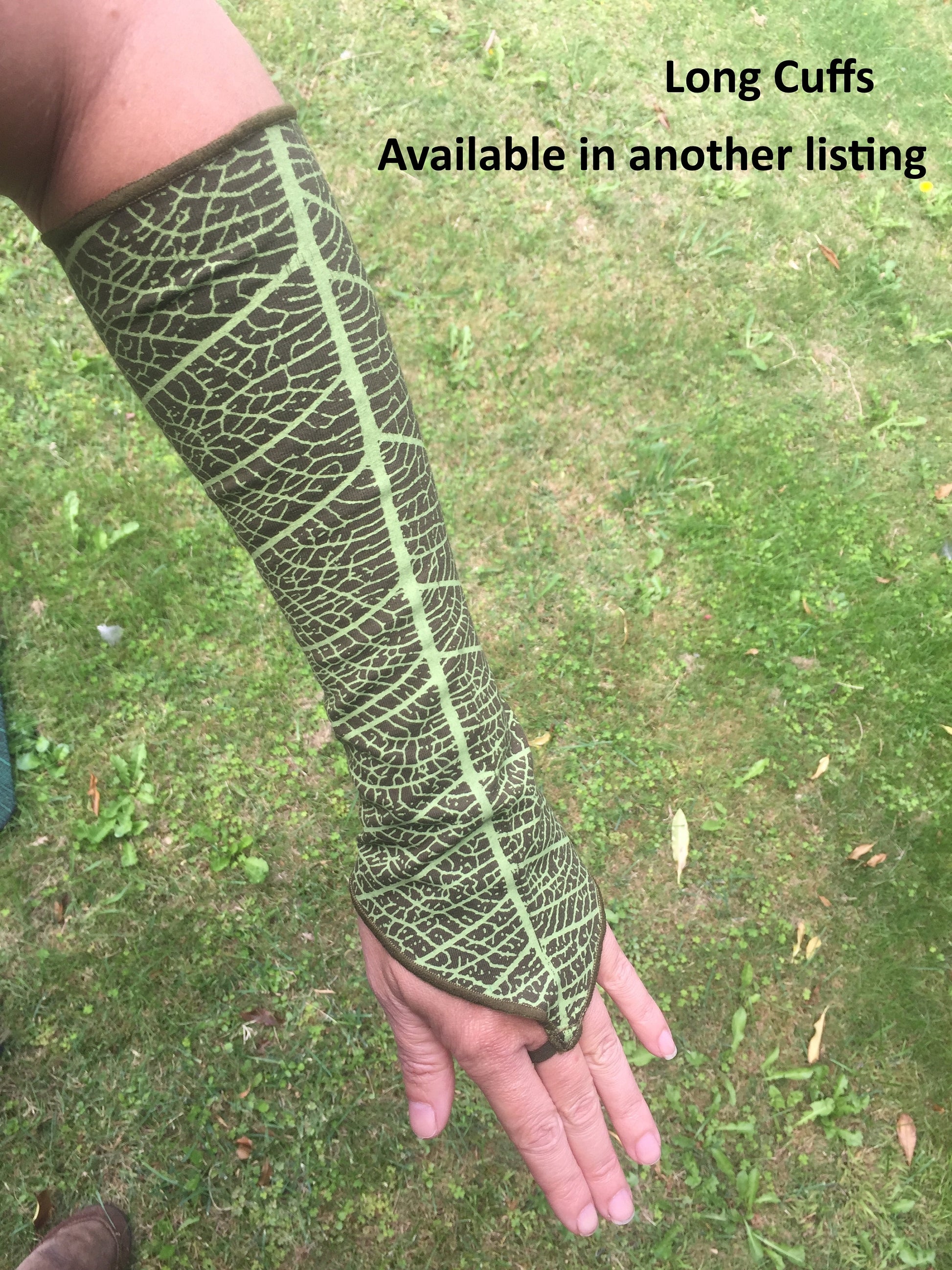 Short Leaf Print Cuffs - Gauntlets - Cuffs - Arm Warmers - Elf Cuffs - Fairy Cuffs - Leaf Cuffs - Bracers