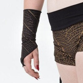 Short Leaf Print Cuffs - Gauntlets - Cuffs - Arm Warmers - Elf Cuffs - Fairy Cuffs - Leaf Cuffs - Bracers
