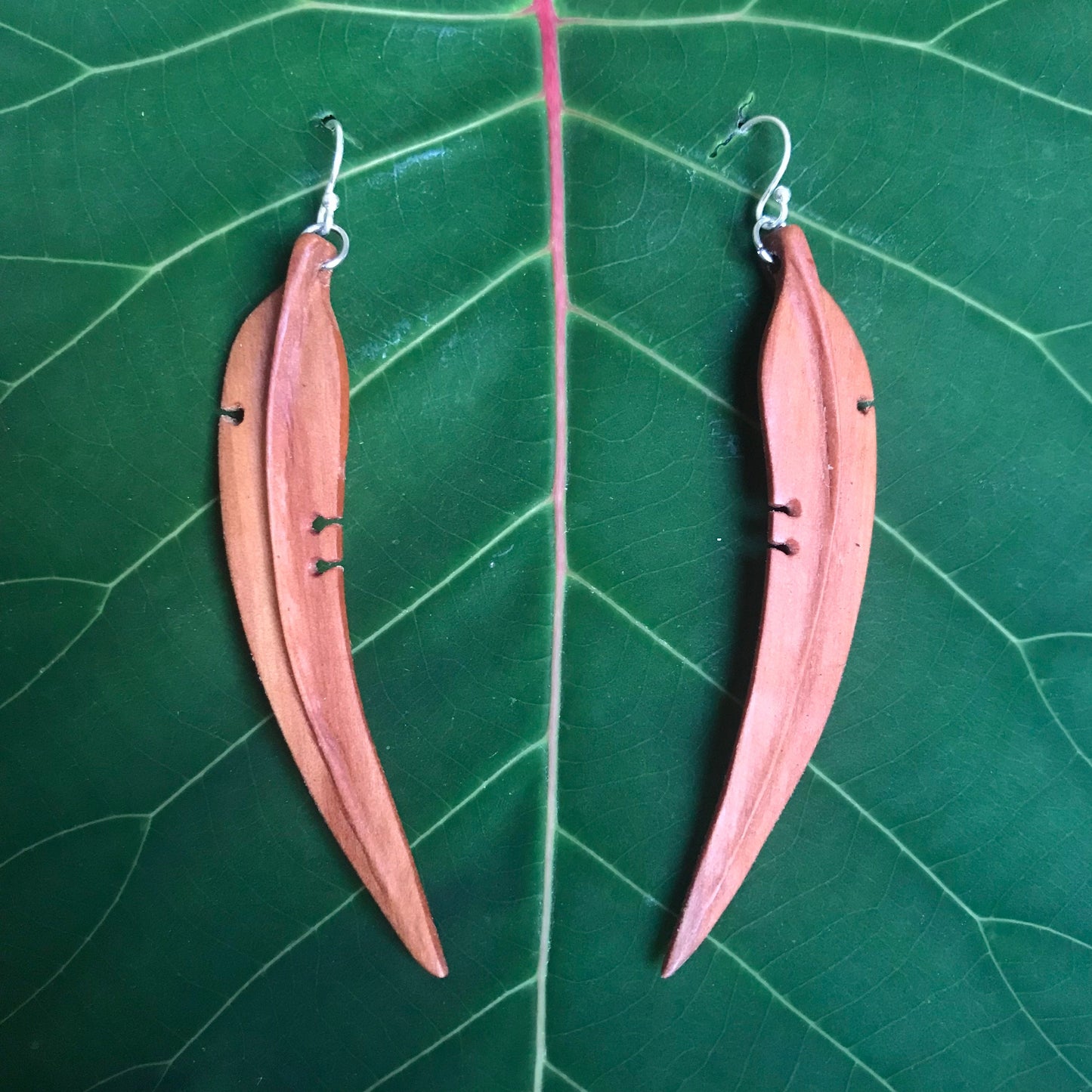 Large Gum Leaf Earrings - 3D Drop Earrings