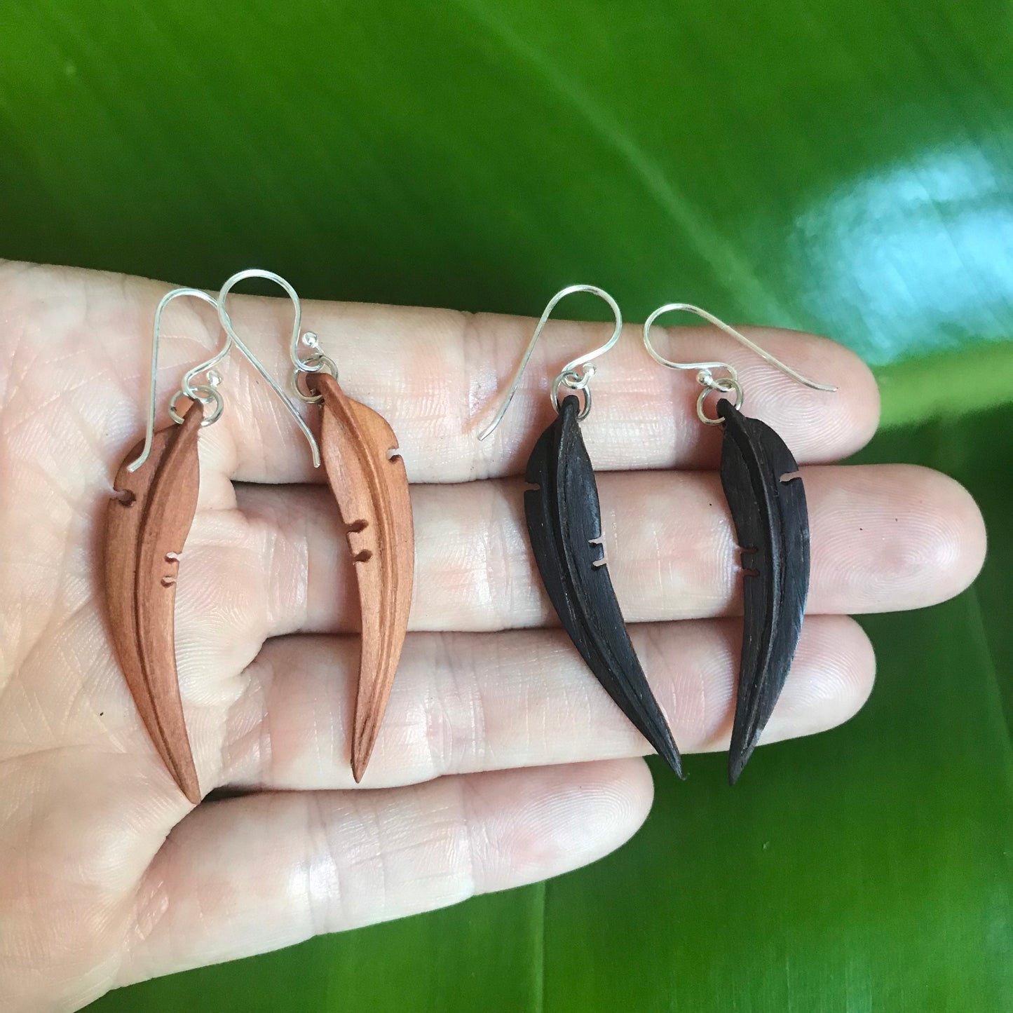 Small Gum Leaf Earrings - 3D Drop Earrings