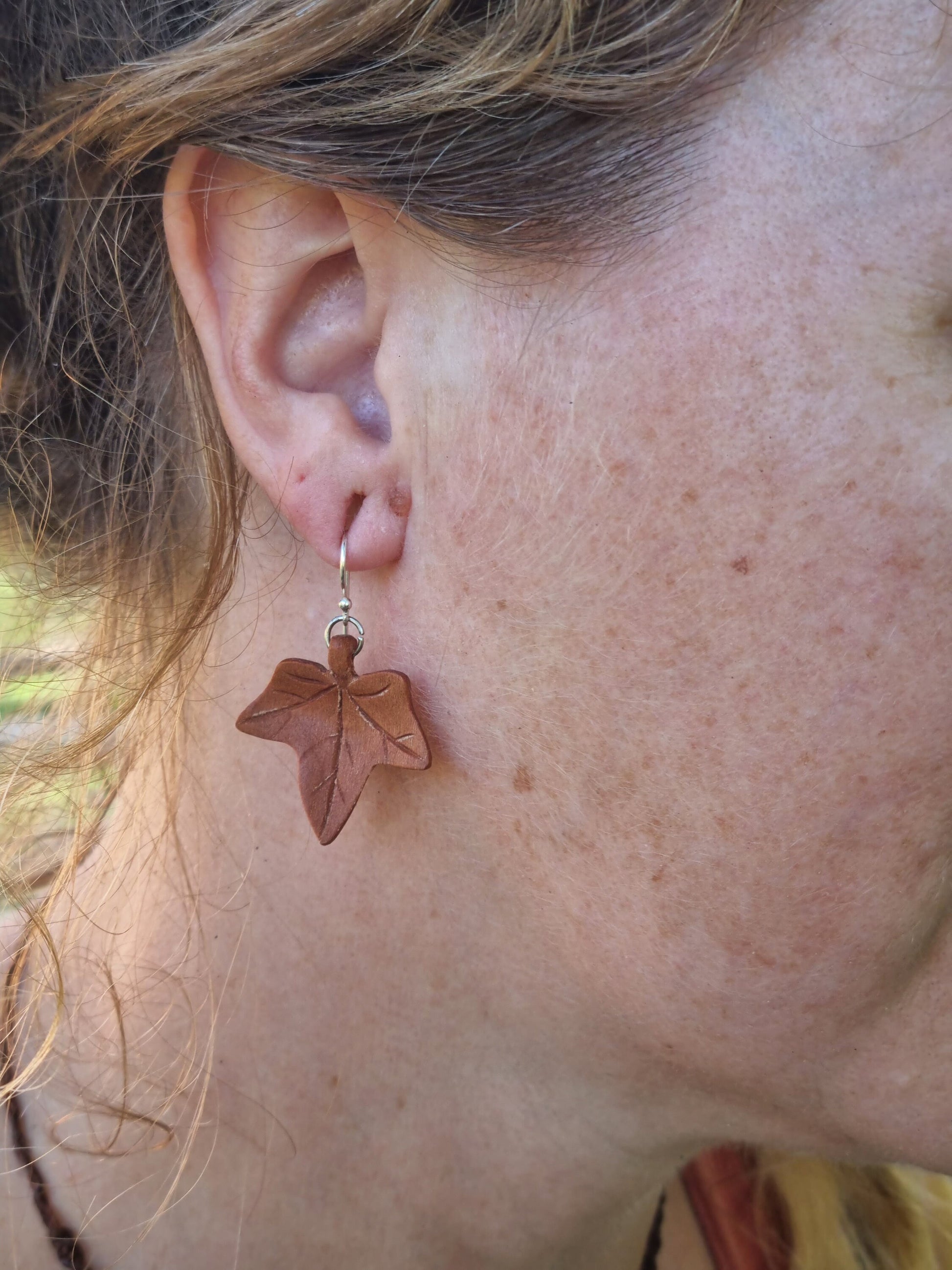 Ivy Leaf Earrings - Little Leaf Earrings - Stirling Silver Hooks