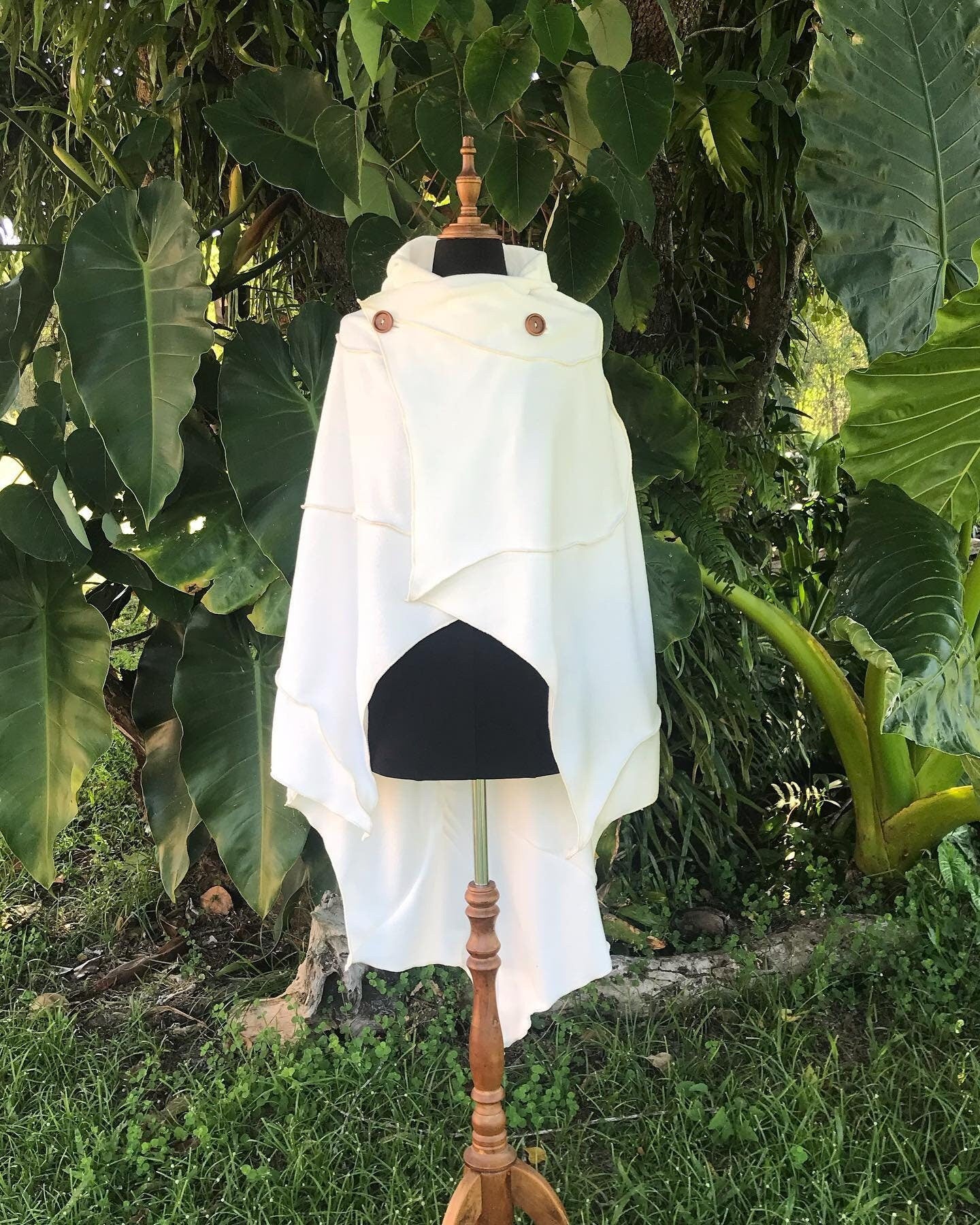 Bone white Leaf Cloak. Leaf clothing. Wizard cloak.