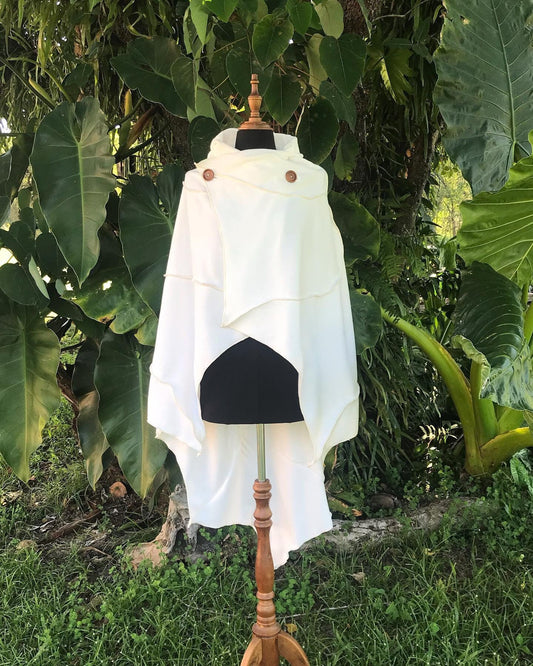 Bone white Leaf Cloak. Leaf clothing. Wizard cloak.