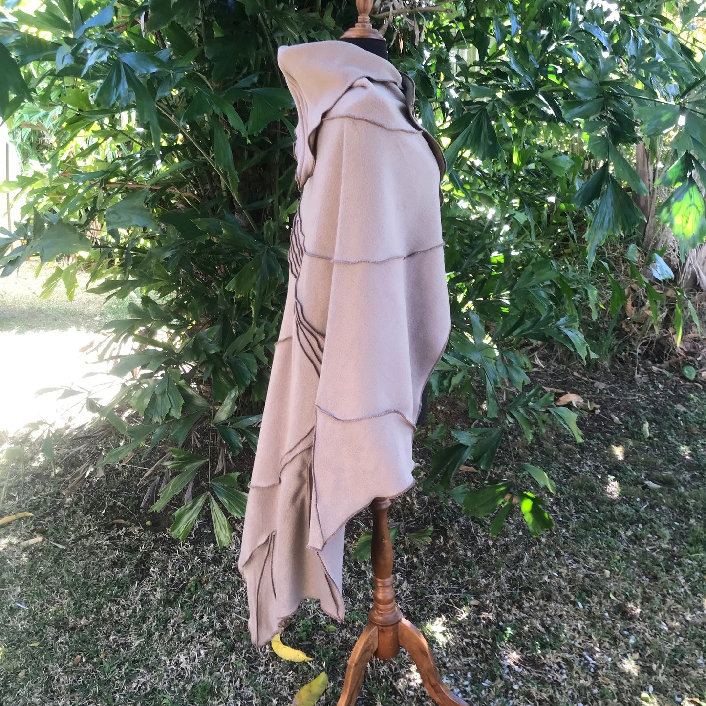 Bone - Leaf Cape Poncho with Giant Pixie Hood - - cloak - cape